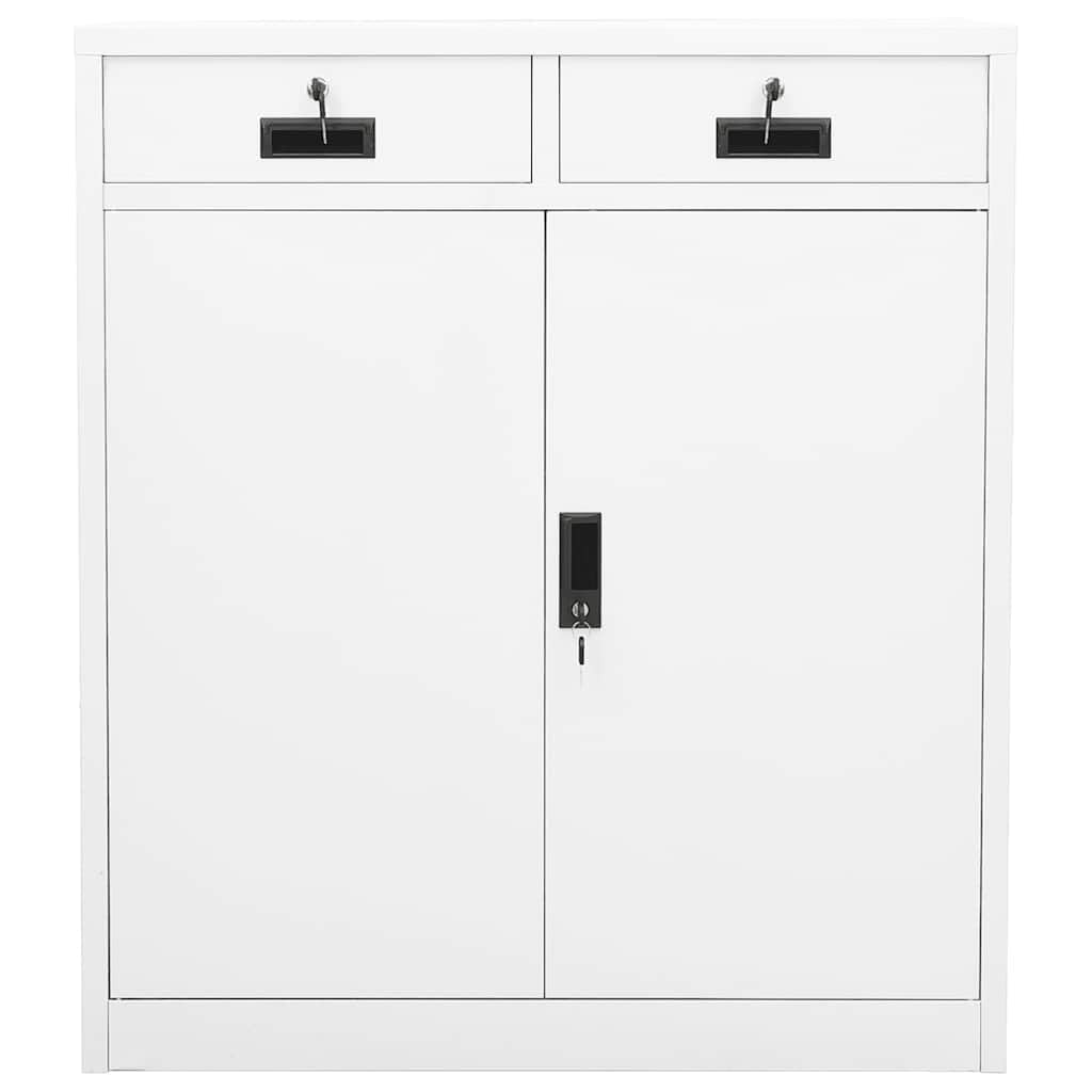 Biała szafka na biurko stal 90x40x102 cm segregator 2 półki