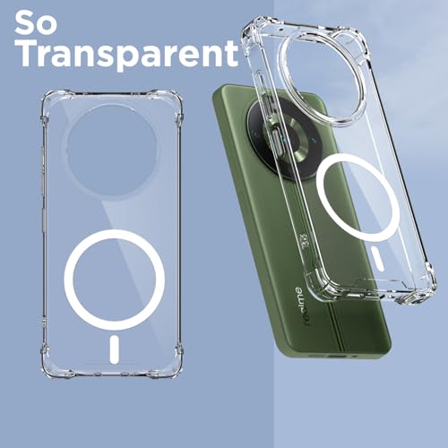 Image of Outlouders Back Cover for Realme 11 Pro / 11 Pro Plus 5G / Narzo 60 Pro 5G Mag-Safe Transparent PC + TPU Bumper Case with Magnetic Support Shockproof Protection (Transparent Mag-Safe)