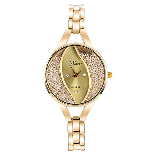 Elegant Gold Diamond Bracelet Watch Set for Women - Luxurious Quartz Timepiece and Bangle Jewelry Collection - Image 3