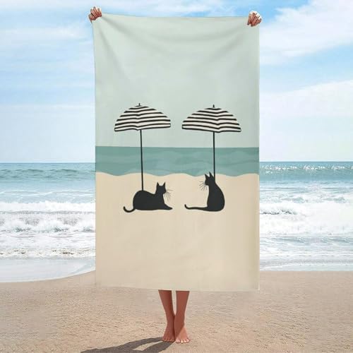 Serviette de plage drap de bain chat tropical haute douceur - 2