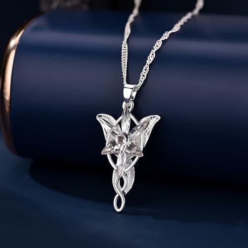 Lord of The Ring/Arwen Evenstar/Elven Green Tree Leaf/Thorin Oakenshield Necklace Lord of The Ring Pendant Necklace with Cubic Zirconia,Elvish Jewelry for Women3