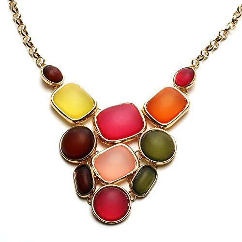 Looklove Womens Jewelry Statement Bib Necklace And Earring Set For Women 18" Long Necklace 1-3/4" Earrings #TOP2