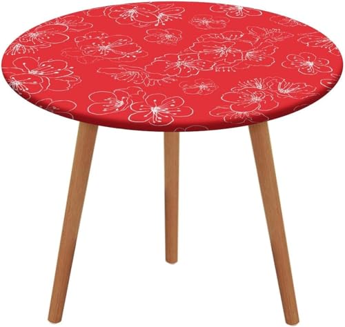 Nappe ronde à fleurs élastique protection table lavable polyester 32"
