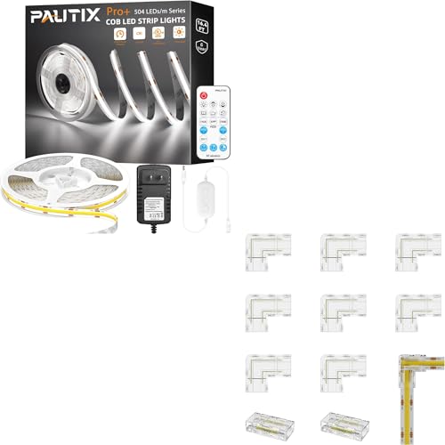 Tira LED PAUTIX COB 16.4ft Blanco Día 6500K con Conectores en L miniatura 1