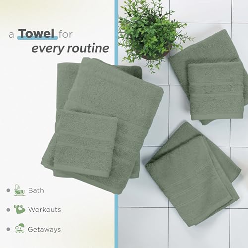 Martex 6-Piece Towel Set – Ultimate Performance – 100% Cotton – 2 Bath Towels – 2 Hand Towels – 2 Wash Cloths – Versatile – Low-Linting – Supersoft & Absorbent Bathroom Set – Easy Care – Sage by Martex - Image 6