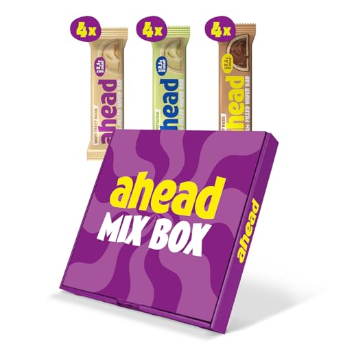 Ahead Cream-Filled Wafer Bar Mixbox 12 x 30g | Knusprige Waffel mit Cremefüllung Schokolade ohne Zuckerzusatz | 2 4 g Zucker pro Riegel mit 3 Sorten: Crazy Hazel | White Crazy Hazel | Crazy Pistachio