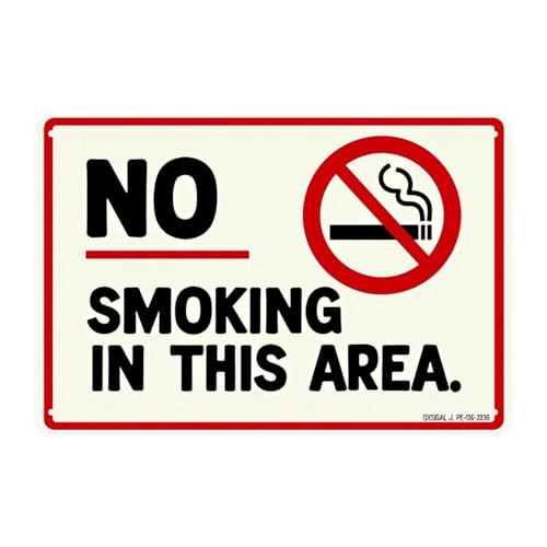 No Smoking Area Tin Sign Vintage No Smoking Allowed Metal Sign Print Aesthetic for Garden Yard Bar Porch Home Bedroom Kitchen Wall Decor Gift 8 X 12 in