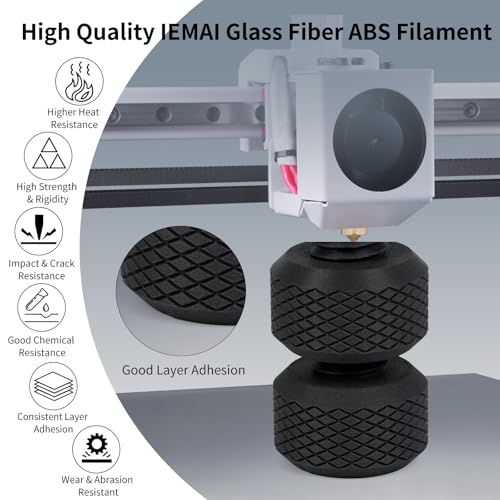 Image of IEMAI Glass Fiber ABS Filament 1.75mm Matte Black 1kg, ABS-GF 3D Printer Filament with High Stiffness, Heat & Chemical Resistant, Dimensional Stability & Low Warpage