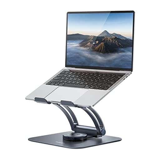 Nulaxy Soporte Ordenador portátil con Base giratoria de 360°, Altura Regulable, Soporte de Escritorio para MacBook de hasta 22 Libras, Compatible con Todos los portátiles, Gris Cover