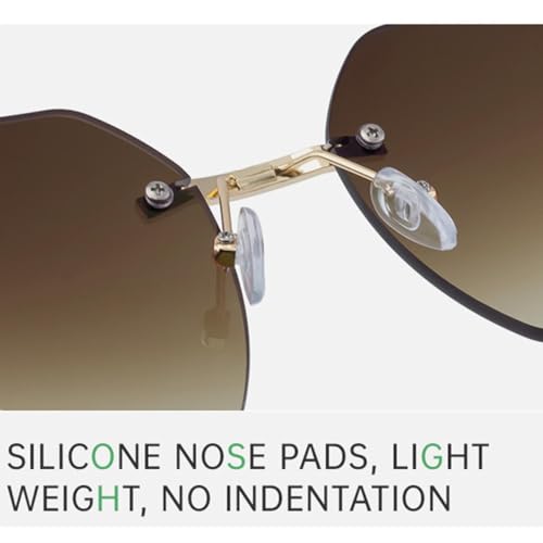 Oversized Rimless Sunglasses Women for Men Vintage Big Frame Punk Metal Leopard Luxury Popular Uv4