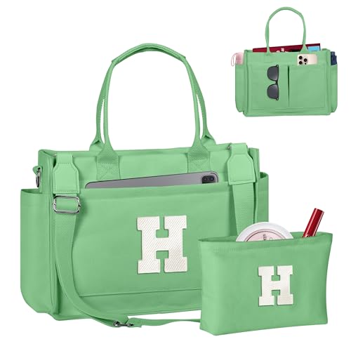 Image of Birthday Gifts for Women, Initial Tote Bag with Makeup Bag | Teen Girl Gifts Trendy Stuff, Back to Campus