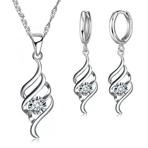 Parure bijoux mariage anti-allergique avec collier et boucles d'oreilles en zircon