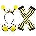 Bee Costume Accessories Set,Bee Headband Honeycomb Glasses Striped Gloves for Halloween Costume