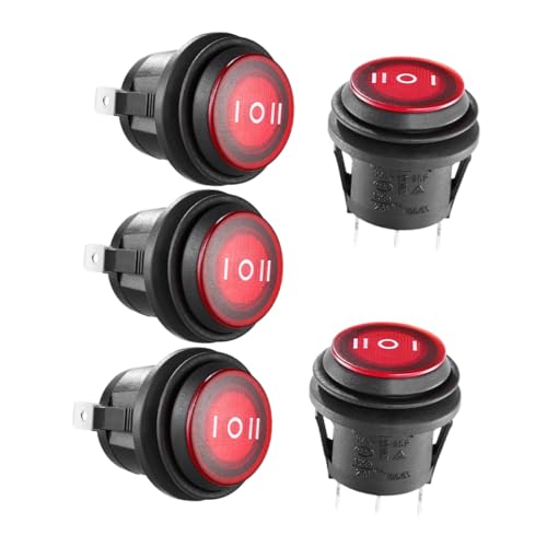 Cabilock 5pcs Switch Small Switch Circle Toggle Switches Waterproof Switches Car Replacement Part Marine Toggle Button Reusable Switches for Car Marine Boat Adjustable Switches Pa66
