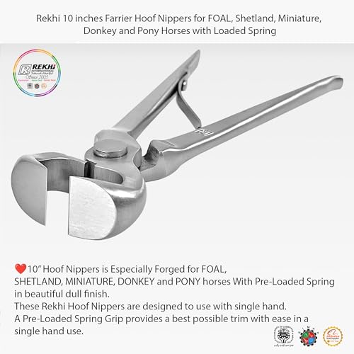 Image of Rekhi 10 inches Farrier Hoof Nippers for FOAL, Shetland, Miniature, Donkey and Pony Horses with Loaded Spring, Horse nippers for Horses hoof Trimming