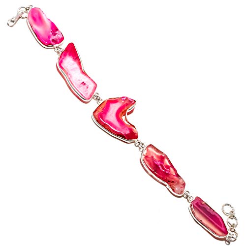 Bracelet agate rose fait main en argent sterling pour sublimer vos tenues
