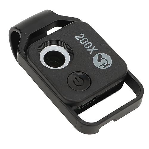 200X HD Cell Phone Microscope with CPL Lens, 110mAh Battery for Jewelry Appraisal and Art Investigation, White Color, Comes with USB Cable