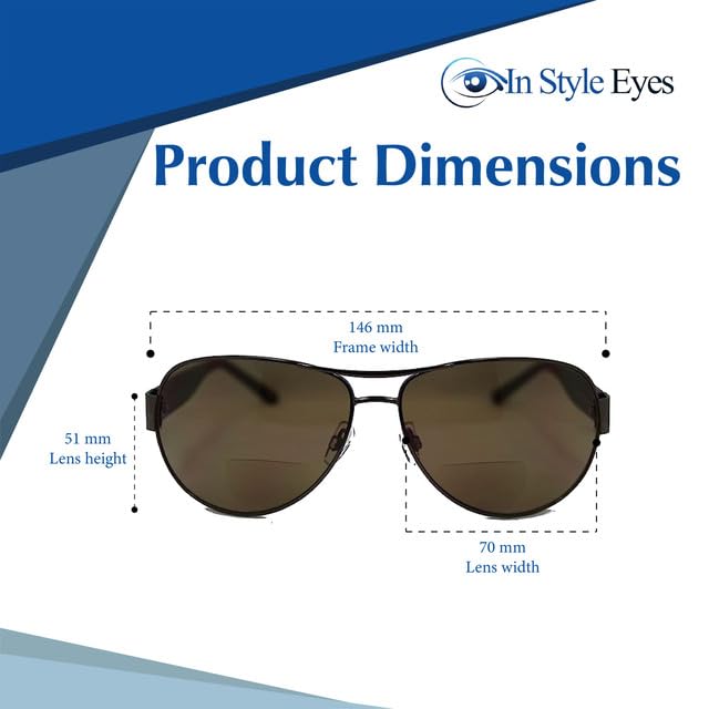 In Style C Moore Stylin Bifocal Reading Sunglasses - Classic Aviator Metal Frame - Non-Polarized Tinted Aspheric Lens4