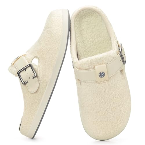 Hsyooes Fuzzy Arch Support Clogs