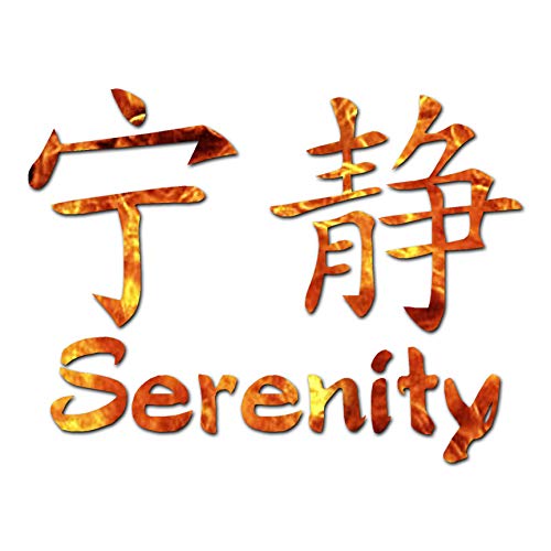 Chinese Symbols "Serenity" Vinyl Decal Sticker 5" x 3.75" - Orange Flames