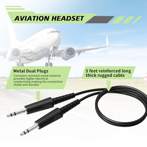 Image of WODASEN Aviation Pilot Headset for Students Flight School Passive Noise Canceling Aircraft Headphones with Boom Mic