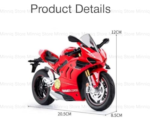 Image of Duoti Panigale V4 DieCast Bike Model, Suspension and Hand Free Roller, Toy Motorcycle Collection with Music Lighting Toy for Kids [Panigale V4- Red]