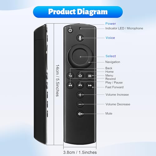 Image of Replacement Remote for Series, TV Stick (HD, 4K, 4K Max, Lite), for Stick (2nd Gen /3rd Gen), TV Cube and Omni, Insignia, Toshiba, Pioneer Smart TVs with Voice Control Black