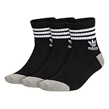 adidas Originals Men's Roller High Quarter Socks (3-Pair), Black/ White/ Heather Grey, Large