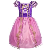 Discoball Rapunzel Costumes Princess Cosplay Dresses for Kids Girls Fancy Dress Up for Halloween Birthday Party Outfit