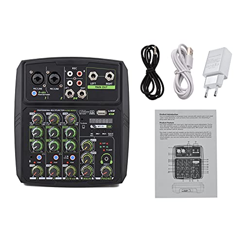 Mengpaneel 4-kanaals audiomixer mengconsole led-scherm ingebouwde geluidskaart USB-BT-verbinding met 2-bands EQ Gain… - Image 5