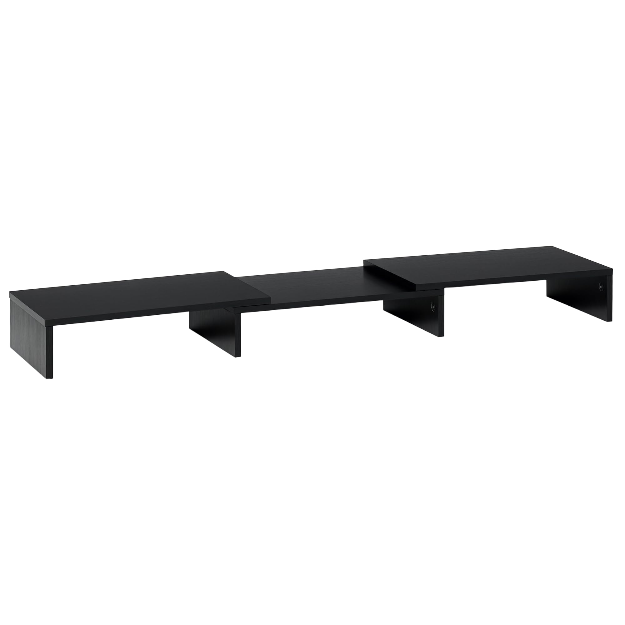 Vinsetto Soporte Elevador para Monitores de Madera Ajustable en Longitud y Ángulo para 2 Pantallas de Ordenador Portátil 80-117x23,5x10 cm Negro
