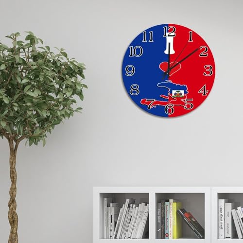 Horloge murale en bois Haïti 30cm suspendre salon déco pays