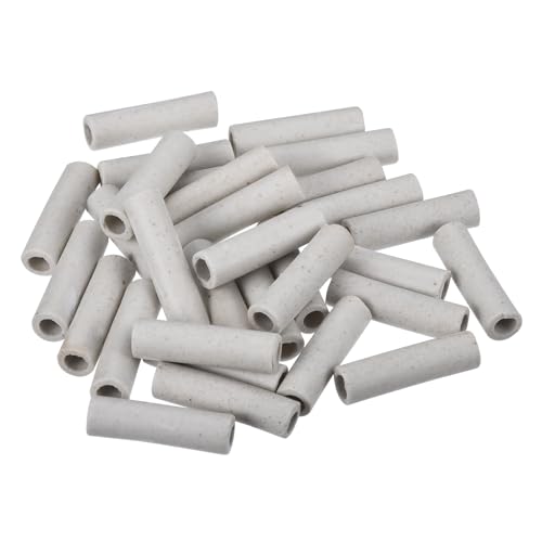 MECCANIXITY 30pcs Ceramic Tube Insulated Electronic Wire Bundle Protection Heat Insulation Tube 0.2x0.3x1.2
