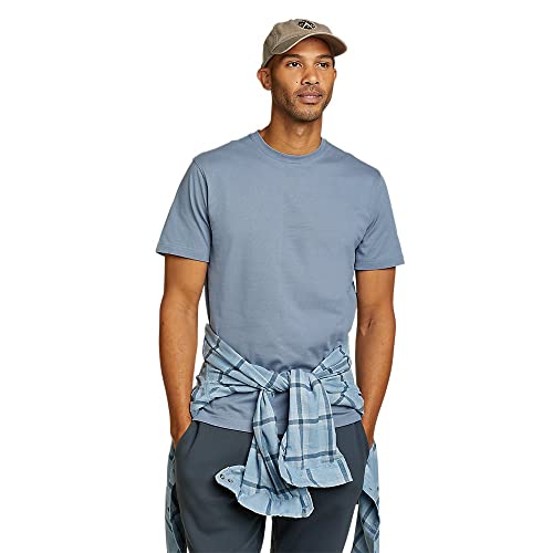 Eddie Bauer Men's Legend Wash 100% Cotton Short-Sleeve Classic T-Shirt, Blue Haze, Large