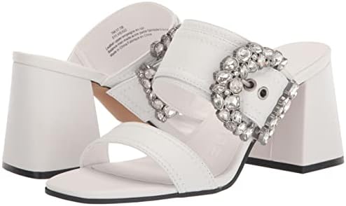 Karl Lagerfeld Paris Women's Everyday Ornamented Comfortable Dress Sandal Heeled, BRT White, 7.5 | Image 6