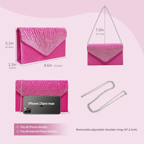 Women Evening Clutch Handbags Formal Envelope Bag Purses for Wedding Party Cocktail Prom Crossbody Shoulder Bag - Image 3