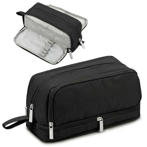 Image of WORSHIPER Large Capacity 4 Compartments Pouch, Pencil Case with Zipper Portable Handle, Aesthetic Pencil Case Stationery Organizer for Office College School Teen Girl Boy (4 Compartment Black Pouch)