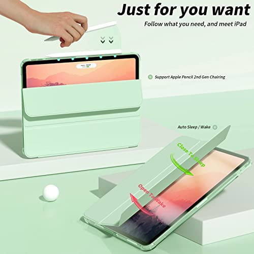 Visaccy iPad Pro 11 Inch Case 2022/2021 / 2020/2018 (4th / 3rd / 2nd / 1st Gen) with Pencil Holder Auto Sleep/Wake Semi-Transparent Soft TPU Matcha - Image 2