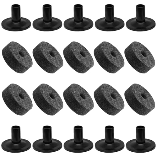 Hordion 20Pcs Cymbal Stand Sleeves and Felts Set for Drum Kit Maintenance