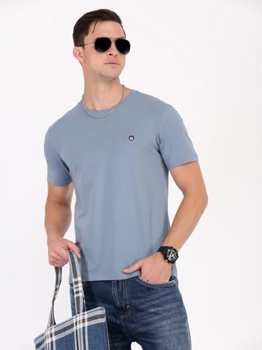 Image of Macroman M-Series Smartz Basics Half Sleeve Round Neck Stretch T-Shirt for Men, Cotton Blend (Pack of 1)