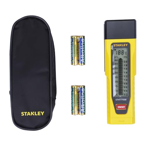 STANLEY Moisture Meter with Two Detection Pins and LCD Screen Includes 4 x AAA Batteries 0-77-030