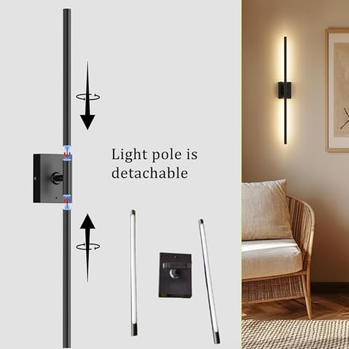 Apliques pared USB recargable interior con luz regulable negra 3