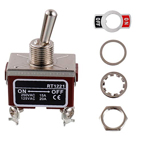 Bojack Rt1221 Toggle Switch 125V 20A 250V 15A Dpst On - Off 4 Terminal Pin Rocker Switch With Metal Waterproof Cap (Pack Of 2 Pcs) #TOP2