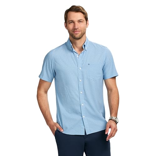 IZOD Men's Breeze Short Sleeve Button Down Patterned Shirt