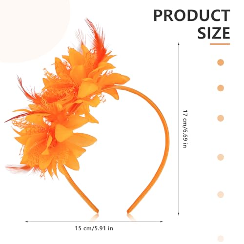 MWOOT Feather Headband, Artificial Flower Feathered Headpiece - Image 3