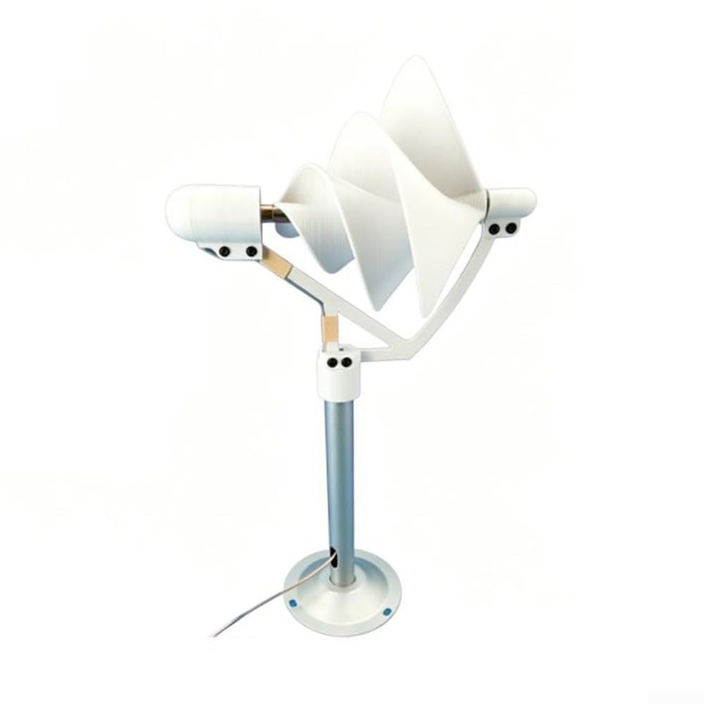 Generador de turbina eólica doméstica de 10 W, diseño en espiral con arranque de brisa de Arquímedes para proyectos científicos y modelos de enseñanza en el aula, unidad de metal blanco para