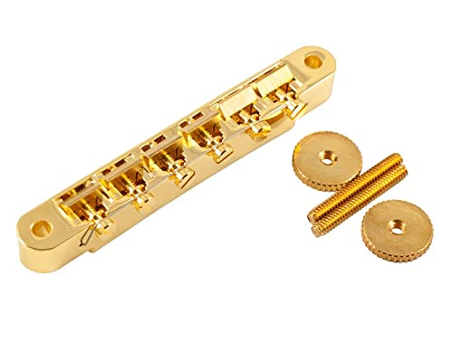Kluson USA Replacement Wired ABR-1 Tune-O-Matic Bridge With Unplated Brass Saddles Gold