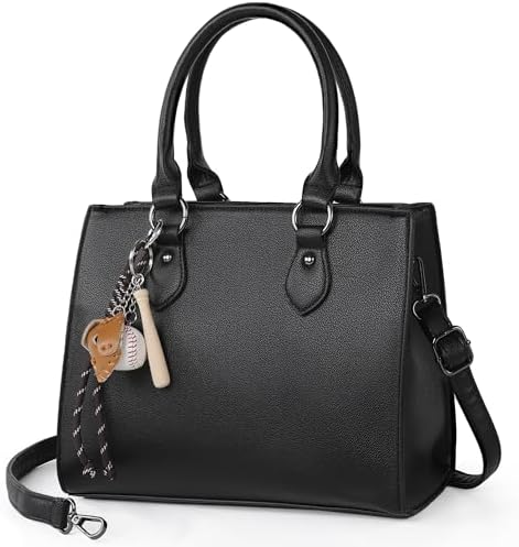 TANTOMI Womens Purses and Handbags Vegan Leather Tote Bag Black Purses for Women Trendy Satchel Bags Adjustable Strap