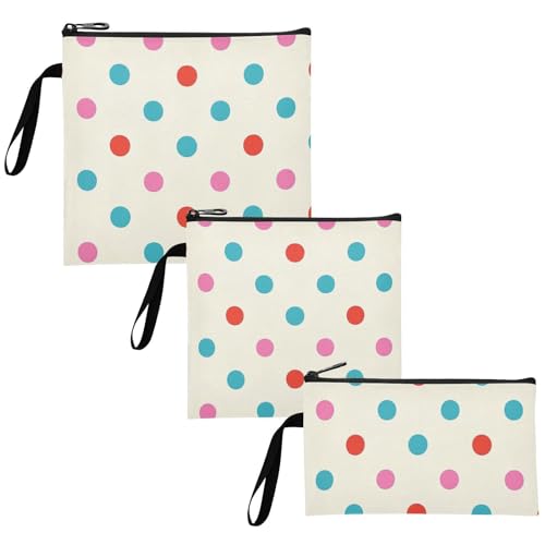 Yoogain Trendy Polka Dot Teal Red Peach 3 pack Reusable Travel Snack Bags Portable Diaper Bag Organization for Work Office Travel Picnic
