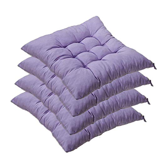 WEIZI Chair Cushions with Ties Set of 4 Garden Chair Cushions 40x40x5cm Indoor Outdoor Chair Cushions for Kitchen Chairs and Dining Chairs (Lavender), 4 Count (Pack of 1)
